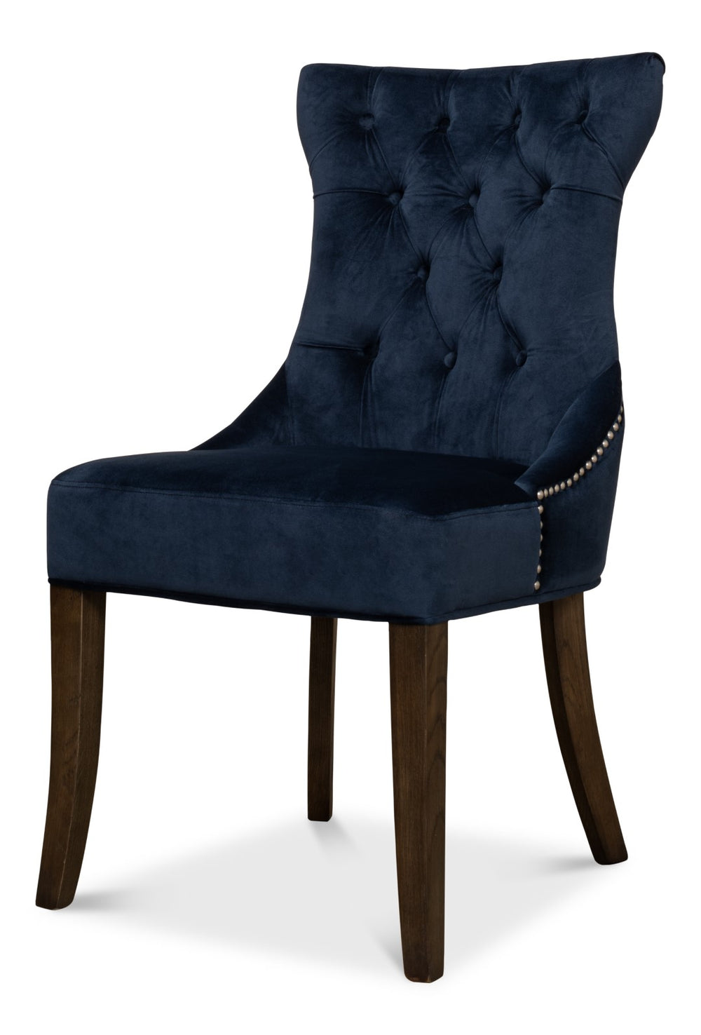 Sarreid Sophie Side Chair Set Of 2 - Luxurious Navy Blue Velvet Upholstered Chairs With Oak Legs Blue  53038