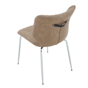 English Elm Dark Oil Waxed Faux Leather Dining Chair Set with Diamond Tufted High Back Metal Legs W3493P444879