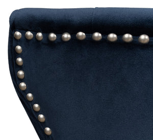 Sarreid Sophie Side Chair Set Of 2 - Luxurious Navy Blue Velvet Upholstered Chairs With Oak Legs Blue  53038