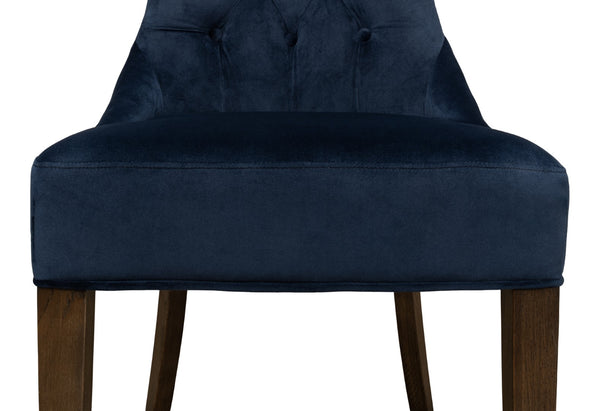 Sarreid Sophie Side Chair Set Of 2 - Luxurious Navy Blue Velvet Upholstered Chairs With Oak Legs Blue  53038