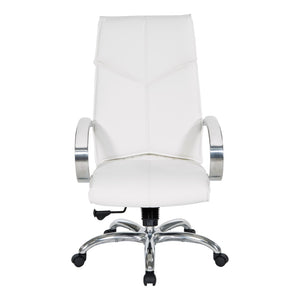 OSP Home Furnishings Deluxe Executive Faux Leather High Back Office Chair with Lumbar Support and Aluminum Base 7250-R101
