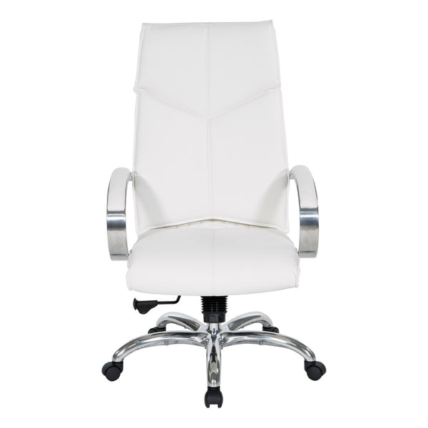 OSP Home Furnishings Deluxe Executive Faux Leather High Back Office Chair with Lumbar Support and Aluminum Base 7250-R101