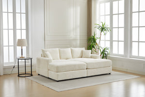 English Elm Modern Sectional Couch - Cozy 2-Piece Corduroy Slipcovers With Throw Pillows For Stylish Living Spaces W2915S00030