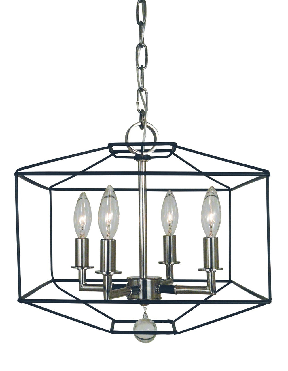 Framburg 4-light Handcrafted Usa Dual Mount Chandelier In Polished Nickel & Matte Black For Elegant Spaces Polished Nickel With Matte Black Accents Metal 5304 Pn/Mblack