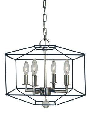 Framburg 4-light Handcrafted Usa Dual Mount Chandelier In Polished Nickel & Matte Black For Elegant Spaces Polished Nickel With Matte Black Accents Metal 5304 Pn/Mblack