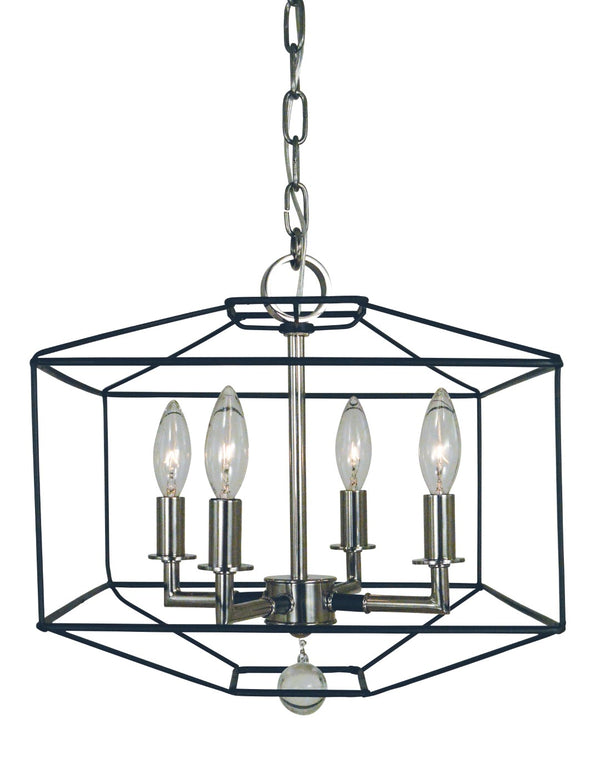 Framburg 4-light Handcrafted Usa Dual Mount Chandelier In Polished Nickel & Matte Black For Elegant Spaces Polished Nickel With Matte Black Accents Metal 5304 Pn/Mblack