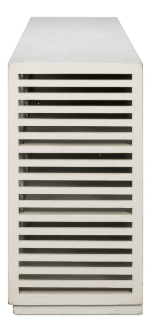 Sarreid St. Nevis Sideboard - Stylish Grey Wash Finish With 4 Fixed Shelves For Modern Home Storage Solutions Grey  53042