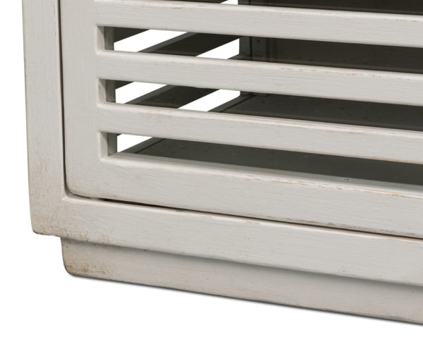 Sarreid St. Nevis Sideboard - Antique White Reclaimed Pine With 4 Fixed Shelves For Timeless Elegance White  53042-3