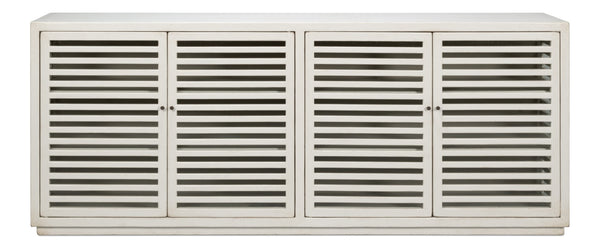 Sarreid St. Nevis Sideboard - Stylish Grey Wash Finish With 4 Fixed Shelves For Modern Home Storage Solutions Grey  53042