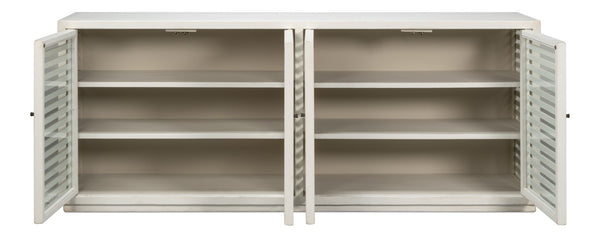 Sarreid St. Nevis Sideboard - Antique White Reclaimed Pine With 4 Fixed Shelves For Timeless Elegance White  53042-3