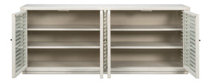 Sarreid St. Nevis Sideboard - Stylish Grey Wash Finish With 4 Fixed Shelves For Modern Home Storage Solutions Grey  53042