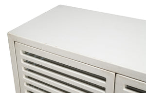 Sarreid St. Nevis Sideboard - Stylish Grey Wash Finish With 4 Fixed Shelves For Modern Home Storage Solutions Grey  53042