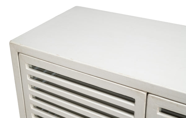 Sarreid St. Nevis Sideboard - Stylish Grey Wash Finish With 4 Fixed Shelves For Modern Home Storage Solutions Grey  53042