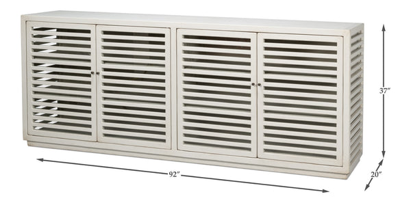 Sarreid St. Nevis Sideboard - Stylish Grey Wash Finish With 4 Fixed Shelves For Modern Home Storage Solutions Grey  53042