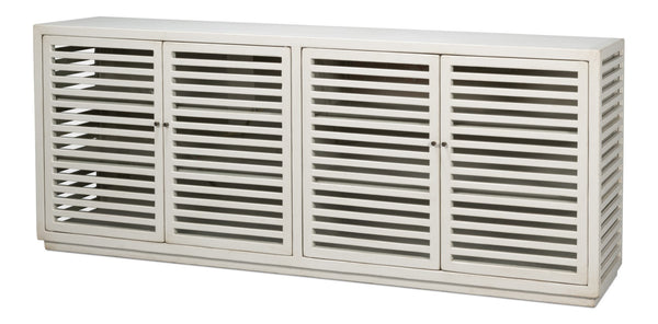 Sarreid St. Nevis Sideboard - Stylish Grey Wash Finish With 4 Fixed Shelves For Modern Home Storage Solutions Grey  53042