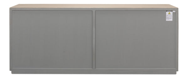 Sarreid St. Nevis Sideboard - Stylish Grey Wash Finish With 4 Fixed Shelves For Modern Home Storage Solutions Grey  53042
