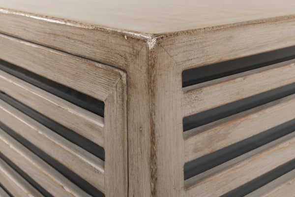 Sarreid St. Nevis Sideboard - Stylish Grey Wash Finish With 4 Fixed Shelves For Modern Home Storage Solutions Grey  53042