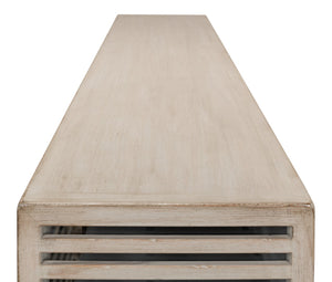 Sarreid St. Nevis Sideboard - Stylish Grey Wash Finish With 4 Fixed Shelves For Modern Home Storage Solutions Grey  53042