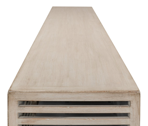 Sarreid St. Nevis Sideboard - Stylish Grey Wash Finish With 4 Fixed Shelves For Modern Home Storage Solutions Grey  53042