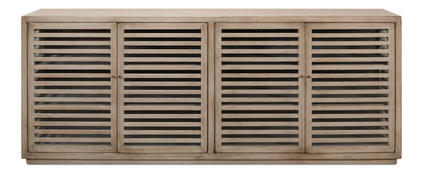 Sarreid St. Nevis Sideboard - Stylish Grey Wash Finish With 4 Fixed Shelves For Modern Home Storage Solutions Grey  53042