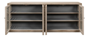 Sarreid St. Nevis Sideboard - Stylish Grey Wash Finish With 4 Fixed Shelves For Modern Home Storage Solutions Grey  53042