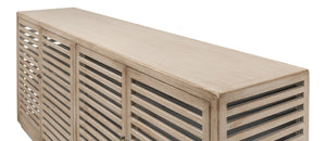 Sarreid St. Nevis Sideboard - Stylish Grey Wash Finish With 4 Fixed Shelves For Modern Home Storage Solutions Grey  53042