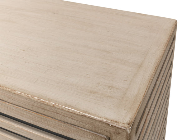 Sarreid St. Nevis Sideboard - Stylish Grey Wash Finish With 4 Fixed Shelves For Modern Home Storage Solutions Grey  53042