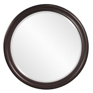 Howard Elliott George Mirror - Stunning Round Wood Frame With Beveled Edge For A Transitional Home Decor Accent Brown Wood 53044-howard-elliott