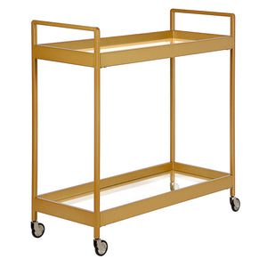 Homeroots Brass Steel And Glass Rolling Bar Cart   530443