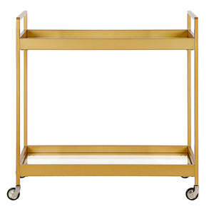 Homeroots Brass Steel And Glass Rolling Bar Cart   530443