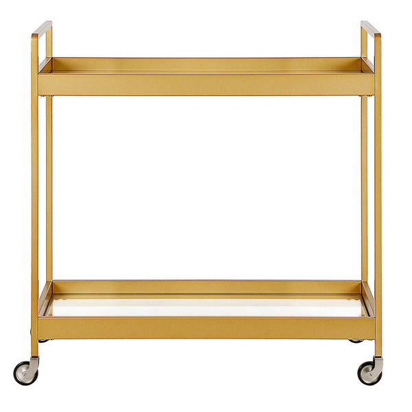 Homeroots Brass Steel And Glass Rolling Bar Cart   530443