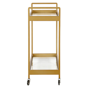 Homeroots Brass Steel And Glass Rolling Bar Cart   530443