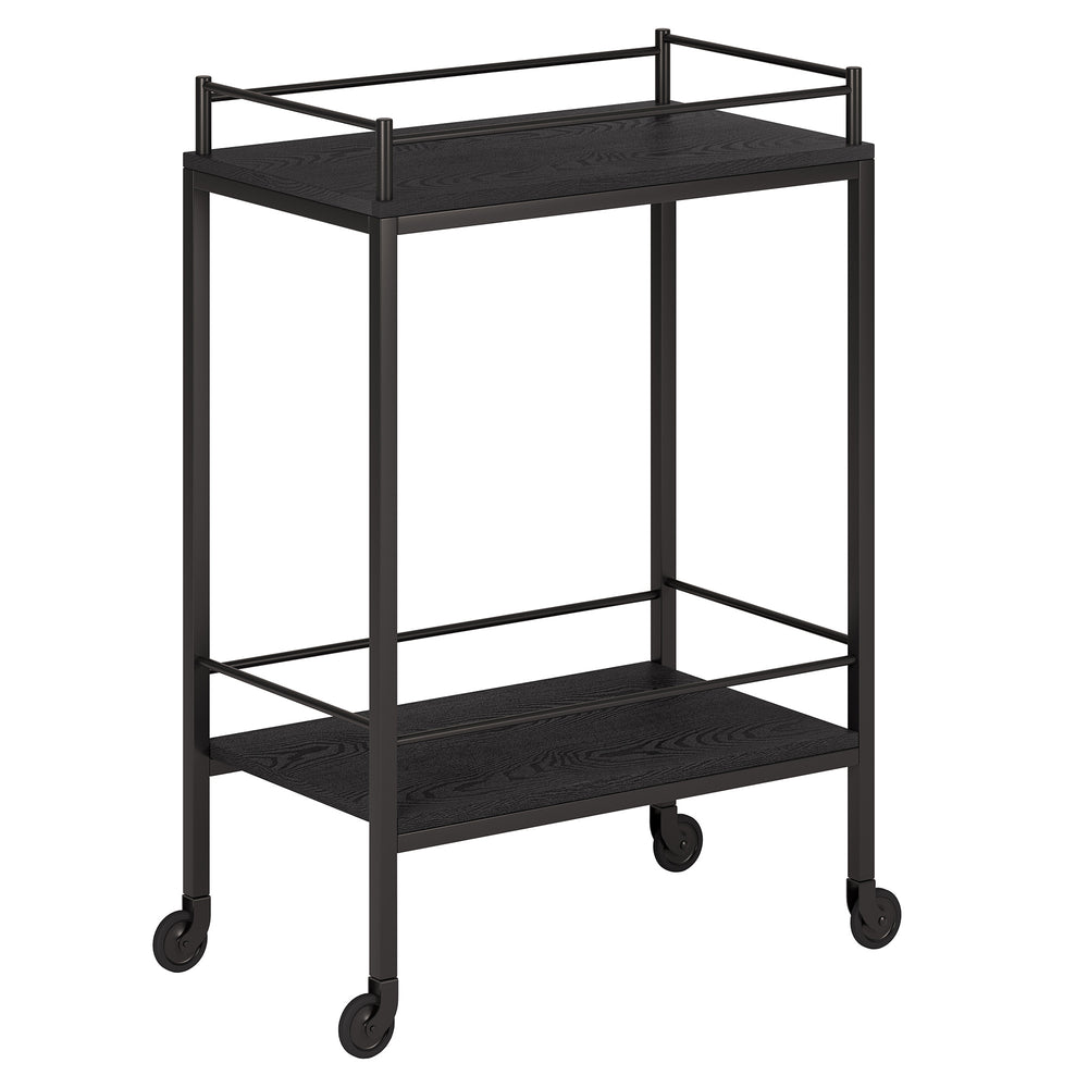 Homeroots Black Steel Rolling Bar Cart   530446