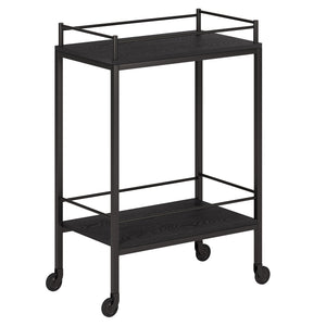 Homeroots Black Steel Rolling Bar Cart   530446