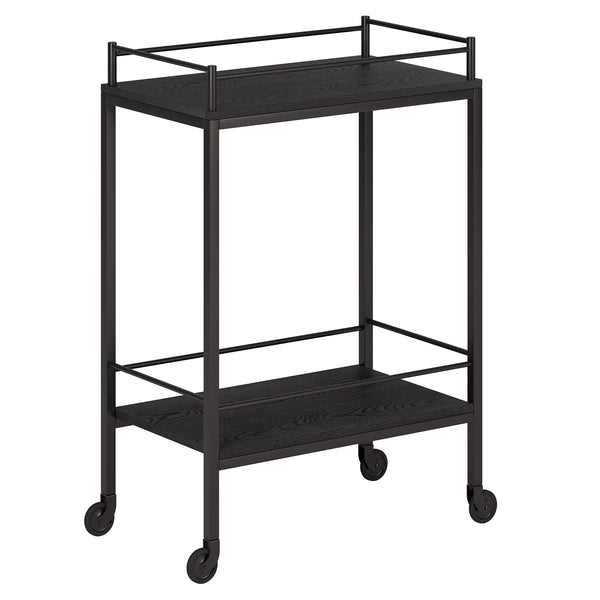 Homeroots Black Steel Rolling Bar Cart   530446