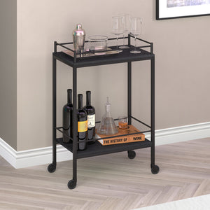 Homeroots Black Steel Rolling Bar Cart   530446