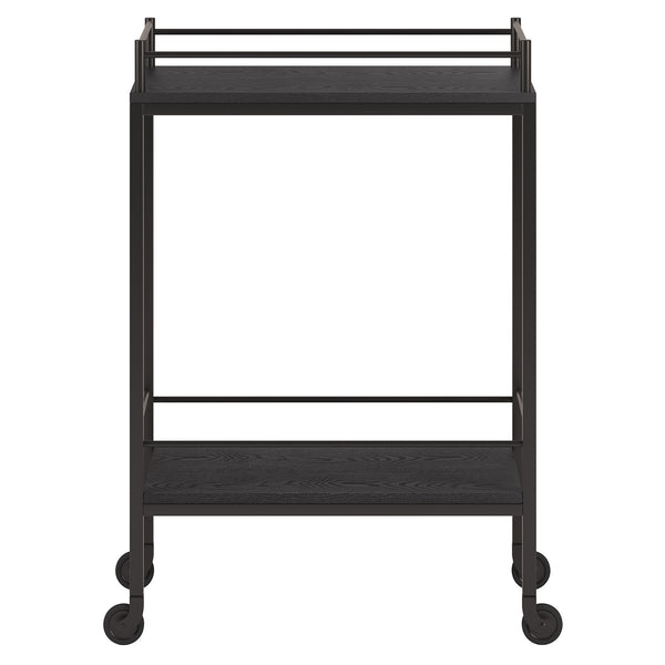 Homeroots Black Steel Rolling Bar Cart   530446