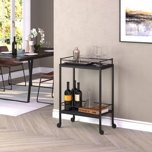 Homeroots Black Steel Rolling Bar Cart   530446