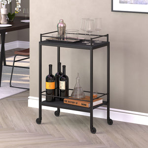 Homeroots Black Steel Rolling Bar Cart   530446
