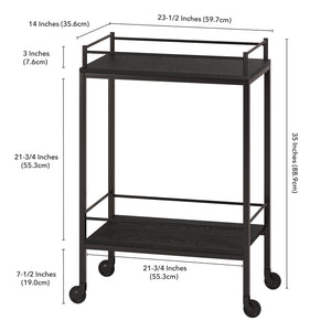 Homeroots Black Steel Rolling Bar Cart   530446