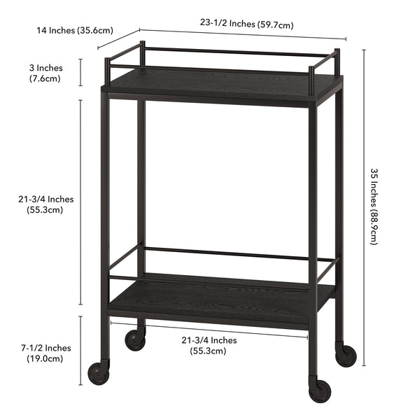 Homeroots Black Steel Rolling Bar Cart   530446