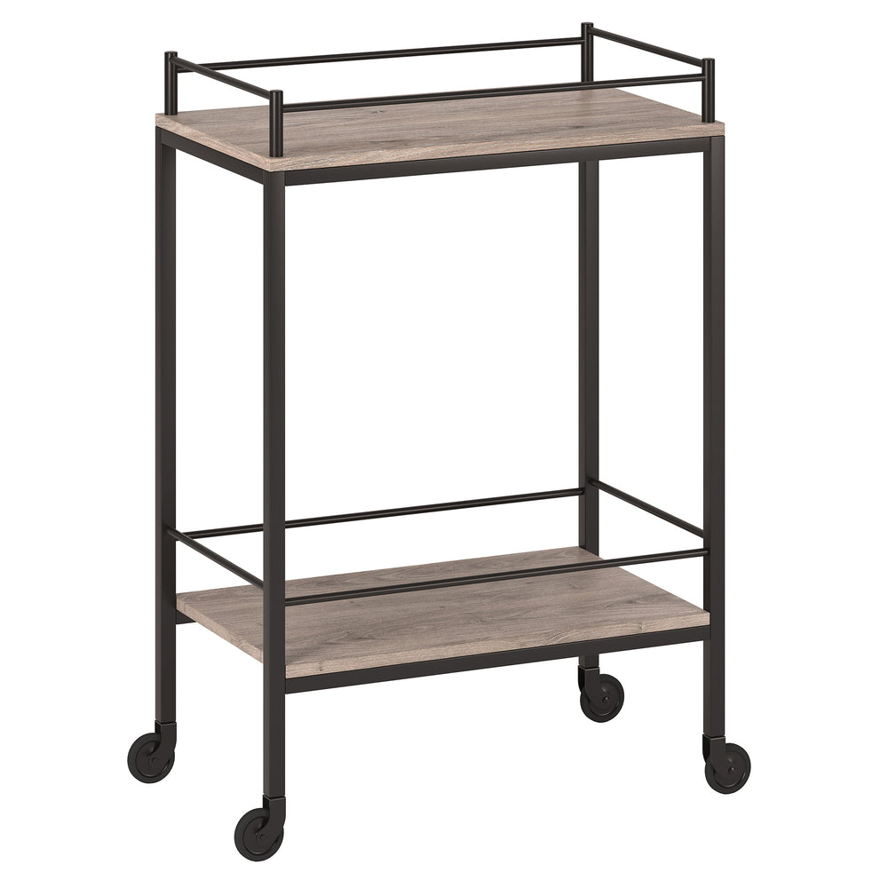 Homeroots Gray And Black Steel Rolling Bar Cart   530447