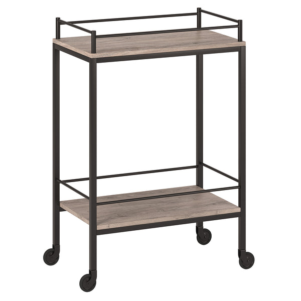 Homeroots Gray And Black Steel Rolling Bar Cart   530447