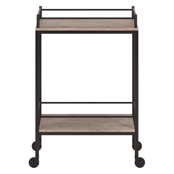 Homeroots Gray And Black Steel Rolling Bar Cart   530447