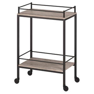 Homeroots Gray And Black Steel Rolling Bar Cart   530447
