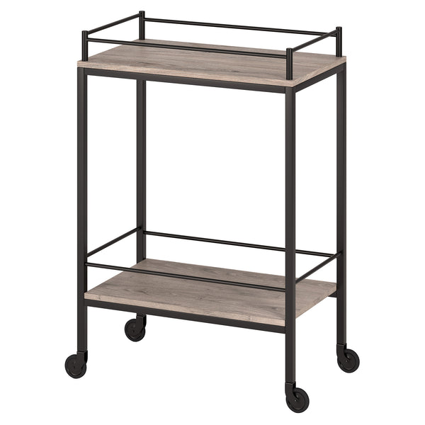 Homeroots Gray And Black Steel Rolling Bar Cart   530447