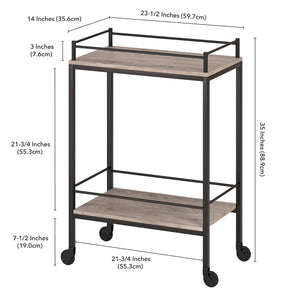 Homeroots Gray And Black Steel Rolling Bar Cart   530447