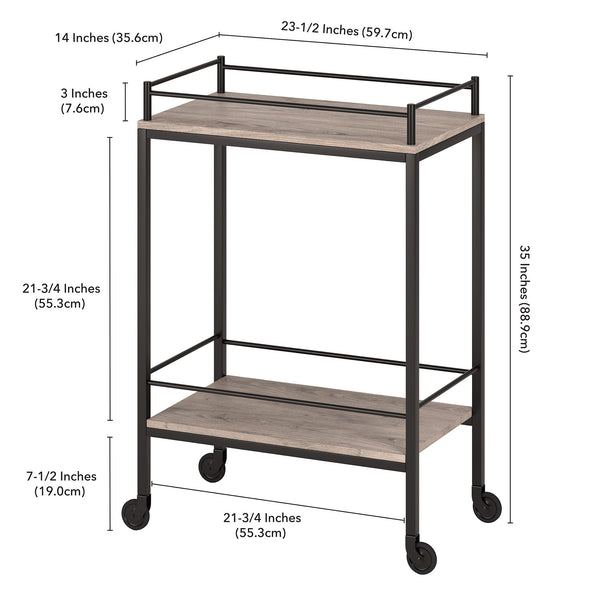 Homeroots Gray And Black Steel Rolling Bar Cart   530447