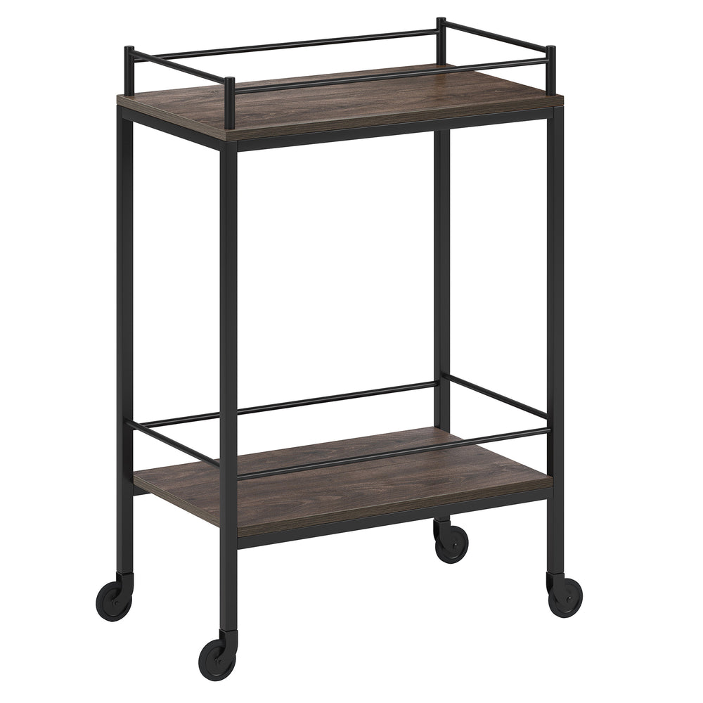 Homeroots Brown And Black Steel Rolling Bar Cart   530448