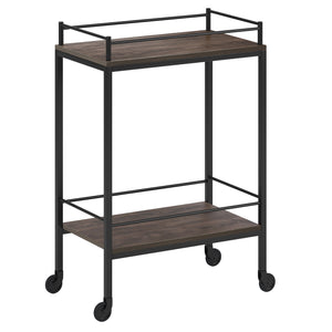 Homeroots Brown And Black Steel Rolling Bar Cart   530448
